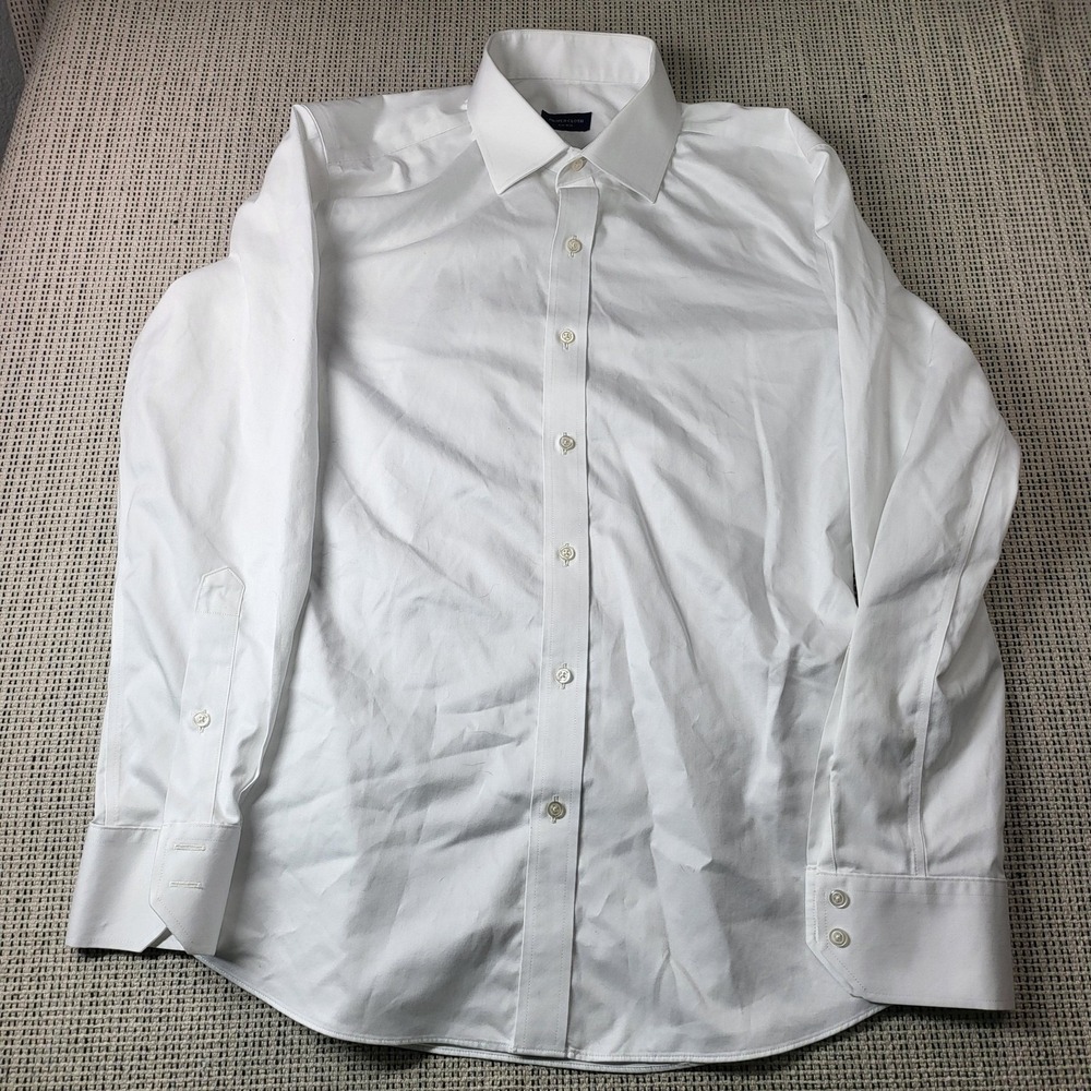 Proper Cloth Dress Shirt Mens 16.5 33.5 White Slim Fit Non Iron Long Sleeve